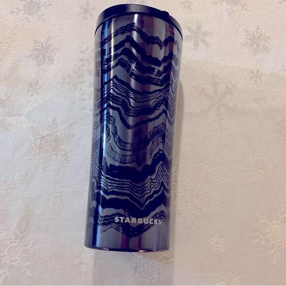 Starbucks Black and Gray Travel Tumbler Zigzag Pattern 16oz Gorgeous - Picture 1 of 6